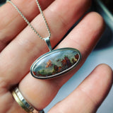 Moss Agate and Sterling Silver Pendant
