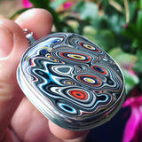 Fordite (Detroit Agate) and Sterling Silver Pendant with 3-chain Necklace