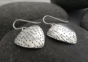 Sterling Silver Shield Earrings with "Sleet" Texture