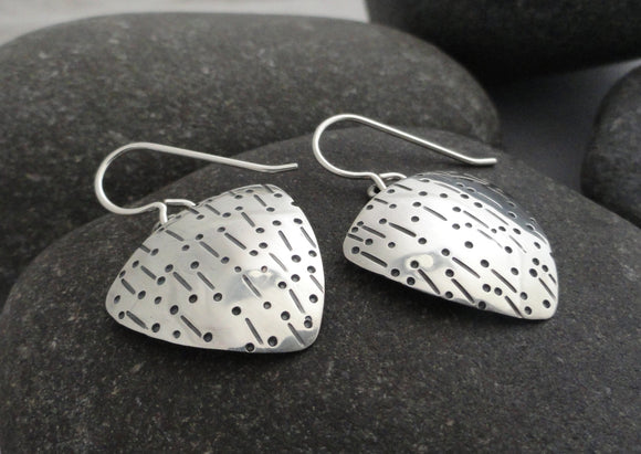 Sterling Silver Shield Earrings with 