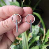 Sterling Silver Circle/Line Post Earrings