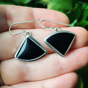 Black Onyx and Sterling Silver “happy accident” earrings.